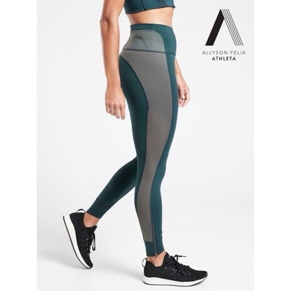 NWOT ATHLETA x Allyson Felix Legend Leggings Lagoon Teal Sz M Petite - Picture 2 of 6